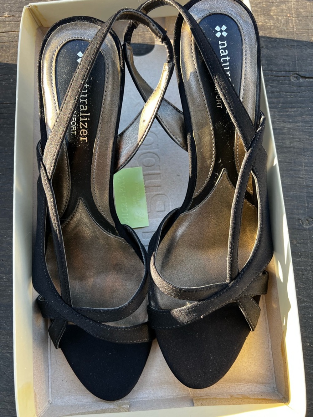 Naturalizer N5 Comfort Black Strappy Slingback Heels